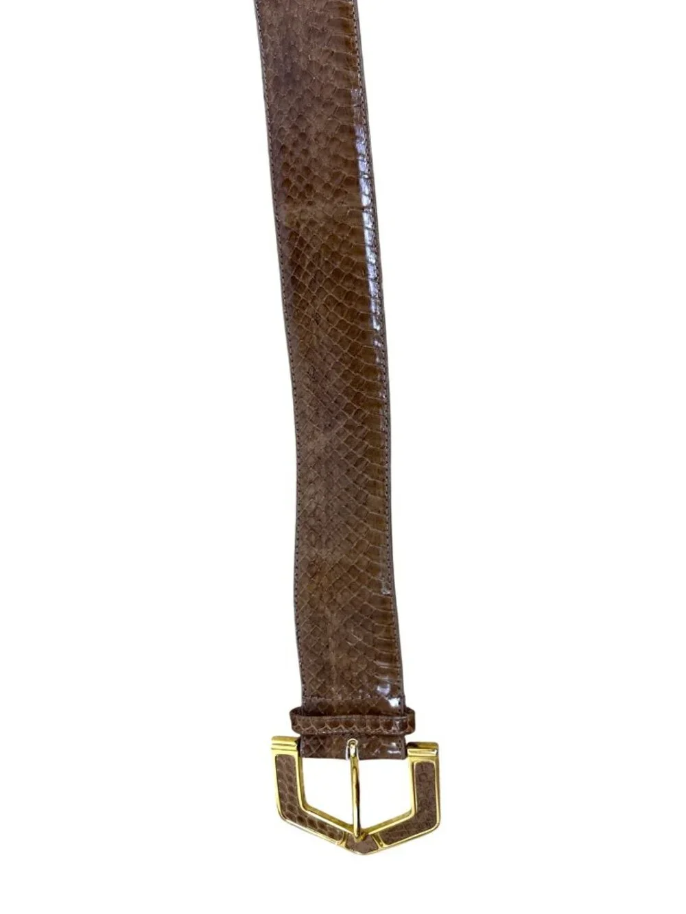 Vintage The Ritz Genuine Snakeskin Belt Women's S/M Brown Gold Buckle Leather